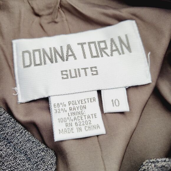 DONNA TORAN 2 Pcs SUIT Long Jacket/ Blazer & Pants Sz 10 Gray Vtg - Picture 11 of 13